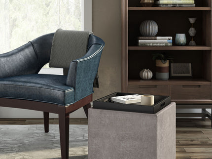Rockwood - Upholstered Cube Storage Ottoman With Tray