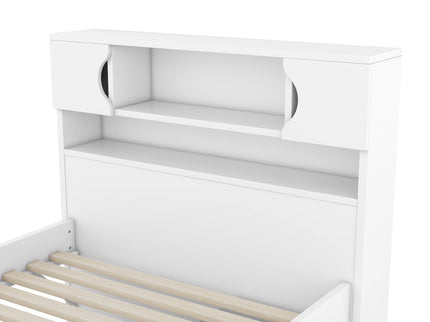 Captain Platform Bed Frame With Storage Bookcases, Shelves, And 4 Drawers