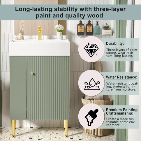 Bathroom Vanity, Combo Cabinet, Bathroom Storage Cabinet, Single Ceramic Sink