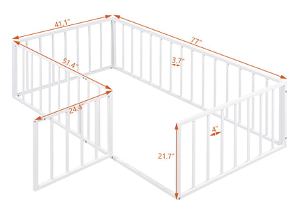 Metal Floor Bed Frame With Fence And Door