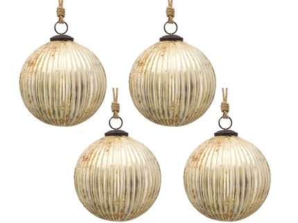 Christmas Ball Ornaments, Glass Decorative Hanging Ball Christmas Tree Ornaments For Holiday Party Decorations (Set of 4) - Silver