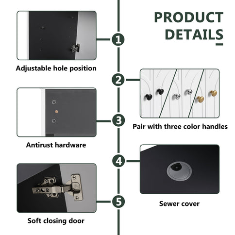 Contemporary Freestanding Bathroom Vanity With Resin Sink & Soft-Close Cabinet Doors