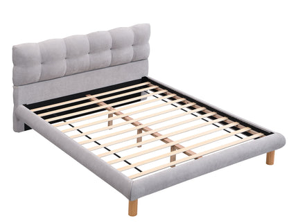Upholstered Platform Bed Frame With Cookie Shaped Headboard