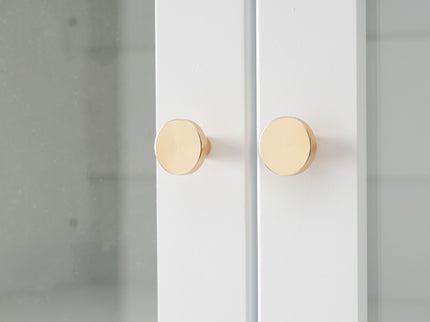 Freestanding Tall Bathroom Cabinet With Adjustable Shelves, Drawers, Soft Close Glass Doors