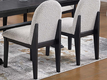 7 Piece Dining Set, Table And 6 Side Chairs, Table With Trestle Base - Black / Charcoal / White