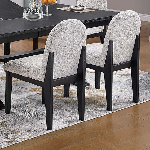 7 Piece Dining Set, Table And 6 Side Chairs, Table With Trestle Base - Black / Charcoal / White