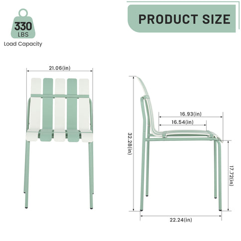 Single Chairs With Color Blocking Design (Set of 4) - Haze Green / White