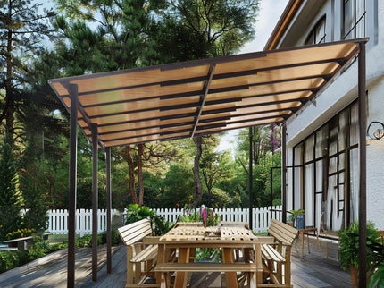 Wall Mounted Outdoor Pergola Gazebo, Heavy Duty Metal Awning With Roof