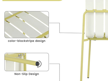 4 Piece Set Of Modern Color Block Designed Single Chairs With Long Table
