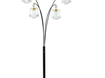Marcos - Hanging Crystal Arc Tree Floor Lamp With Sculptural Frame - Black