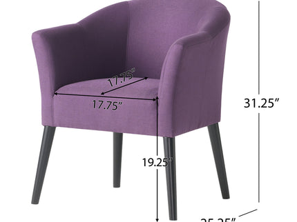 Fabric Arm Chair With Wooden Legs And Cushioned Seat - Plum
