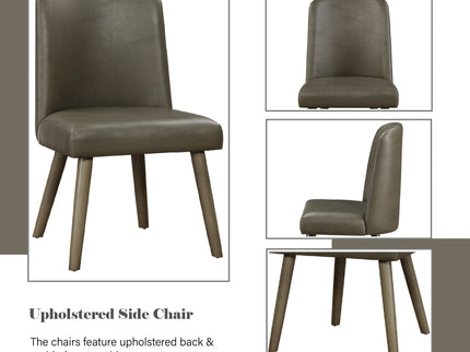 Waylon - Synthetic Leather Side Chair (Set of 2) - Gray / Oak