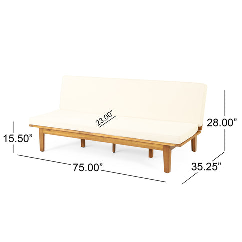 Outdoor Elegance Daybed With Convertible Design Cushion Frame - Beige