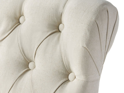 Dining Rolltop Chairs (Set of 2), Upholstered Armless Chair With Wood Leg - Ivory