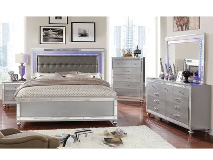 Contemporary Nightstand With Crocodile Textured Trim