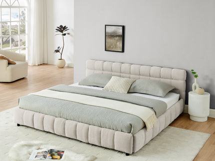 Modern Platform Bed Frame With Thick Fabric