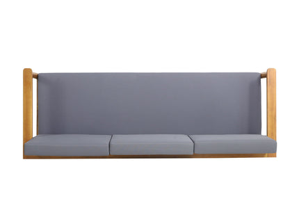 Outdoor 3 Seater Sofa With Cushion And Teak Acacia Wood - Dark Gray