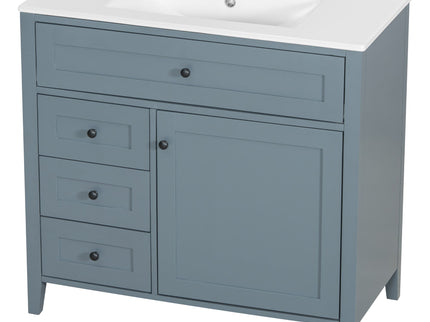 Bathroom Vanity With Sink, 3 Drawers & Cabinet With Adjustable Shelves