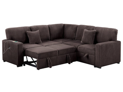 Convertible Sectional Upholstered Sleeper Sofa With Storage Chaise