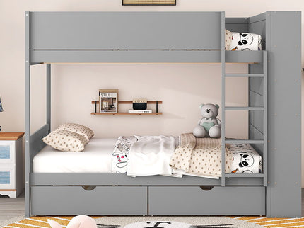 Bunk Bed With 2 Drawers And Multi Layer Cabinet
