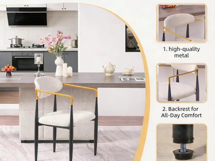 Modern Upholstered Dining Chair With Accented Armrests (Set of 2)