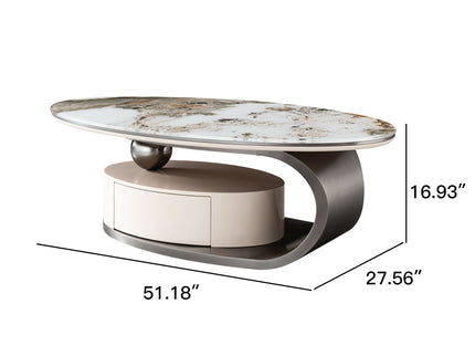 Oval Coffee Table With Drawer
