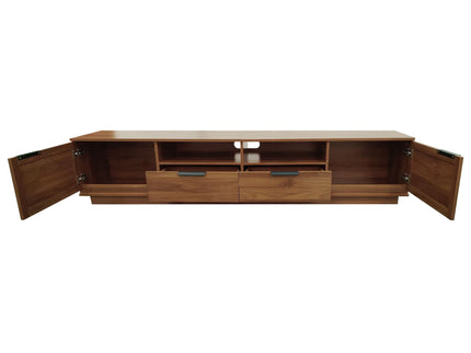 TV Stand With 2 Drawers And Open Shelving - Walnut
