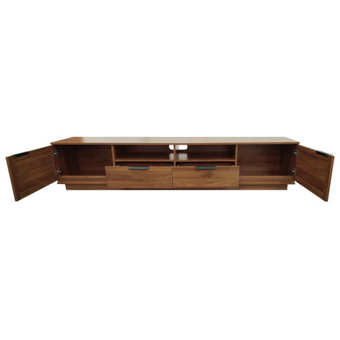 TV Stand With 2 Drawers And Open Shelving - Walnut