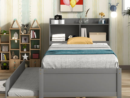 Twin Bed With Trundle, Bookcase