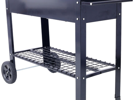 Elevated Mobile Raised Ergonomic Metal Planter Garden Bed With Wheels Powder Coated Steel - Black