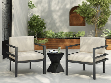 Modern 3 Piece Outdoor Patio Seating Set With Aluminum Frame And Weather Resistant Cushions - Beige / Gray