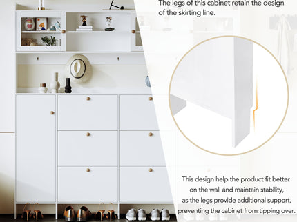 On Trend Multifunctional Tipping Bucket Shoe Cabinet With Storage Shelf & 6 Flip Drawers