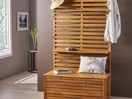 Storage Bench With Rack - Teak