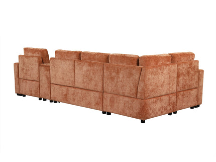 Modular L-Shaped Sectional Sofa Bed With Pull-Out Sleeper, Cup Holders, And Storage