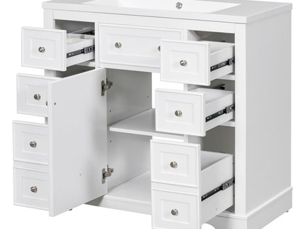 Modern Bathroom Vanity With Sink Combo, 6 Drawers And 1 Cabinet