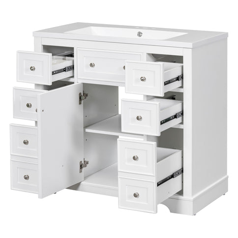 Modern Bathroom Vanity With Sink Combo, 6 Drawers And 1 Cabinet