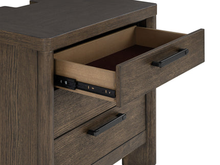 3 Drawer Nightstand With USB - Dark Oak