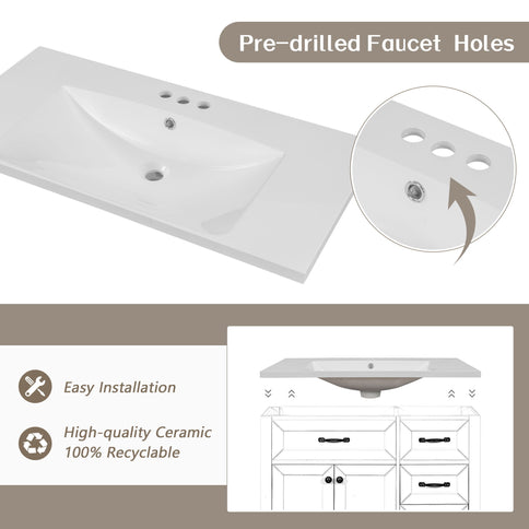 Modern Bathroom Vanity With Sink, Freestanding With Drawers And Doors