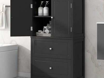 Bathroom Storage Cabinet With 2 Doors And Drawers, Adjustable Shelf