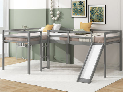 L Shaped Loft Bed With Ladder And Slide