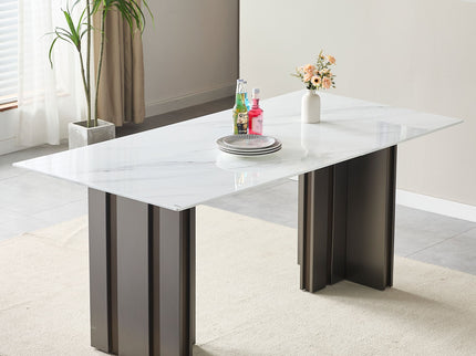 Rectangular Dining Table - Gray / White