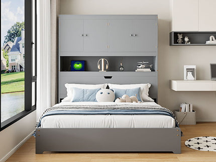 Platform Bed With USB, Storage Headboard & Drawers