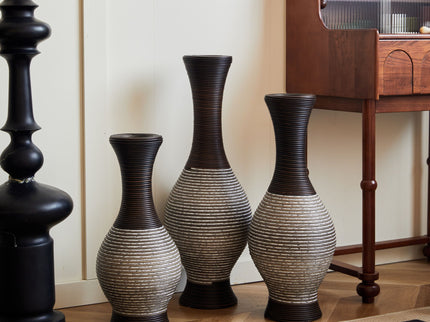 Tall Designer Floor Vase With Elegant 2 Tone
