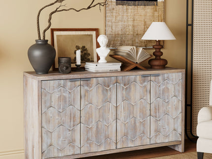Accent Cabinet Farmhouse Style 4 Door Wooden Cabinet Sideboard Buffet Server Cabinet Storage Cabinet, For Living Room, Entryway, Hallway, Office, Kitchen And Dining Room