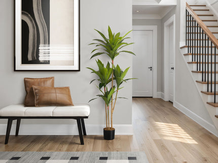 51" Tall, Artificial Plant, Dracaena Tree, Indoor, Faux, Fake, Floor, Greenery, Potted, Real Touch, Decorative - Green / Black
