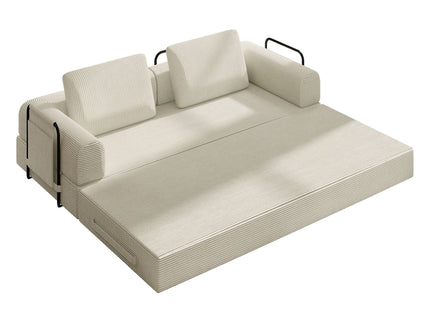 Convertible Sleeper Sofa Bed With Cylindrical Pillow, Fixed Shape Frame