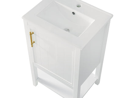 Modern Bathroom Vanity With Sink, Soft-Closing Door And Open Shelf