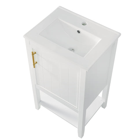 Modern Bathroom Vanity With Sink, Soft-Closing Door And Open Shelf
