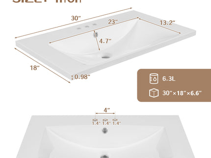 Modern Bathroom Vanity With Sink Combo, 3 Drawers