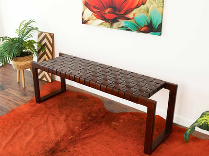 Christina - Bench - Cognac / Dark Brown / Tan